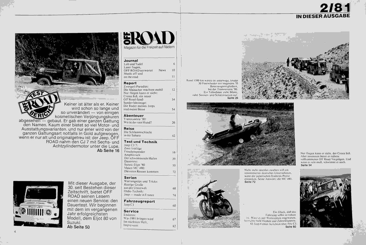 Inhaltsverzeichnis Offroad 02/1981