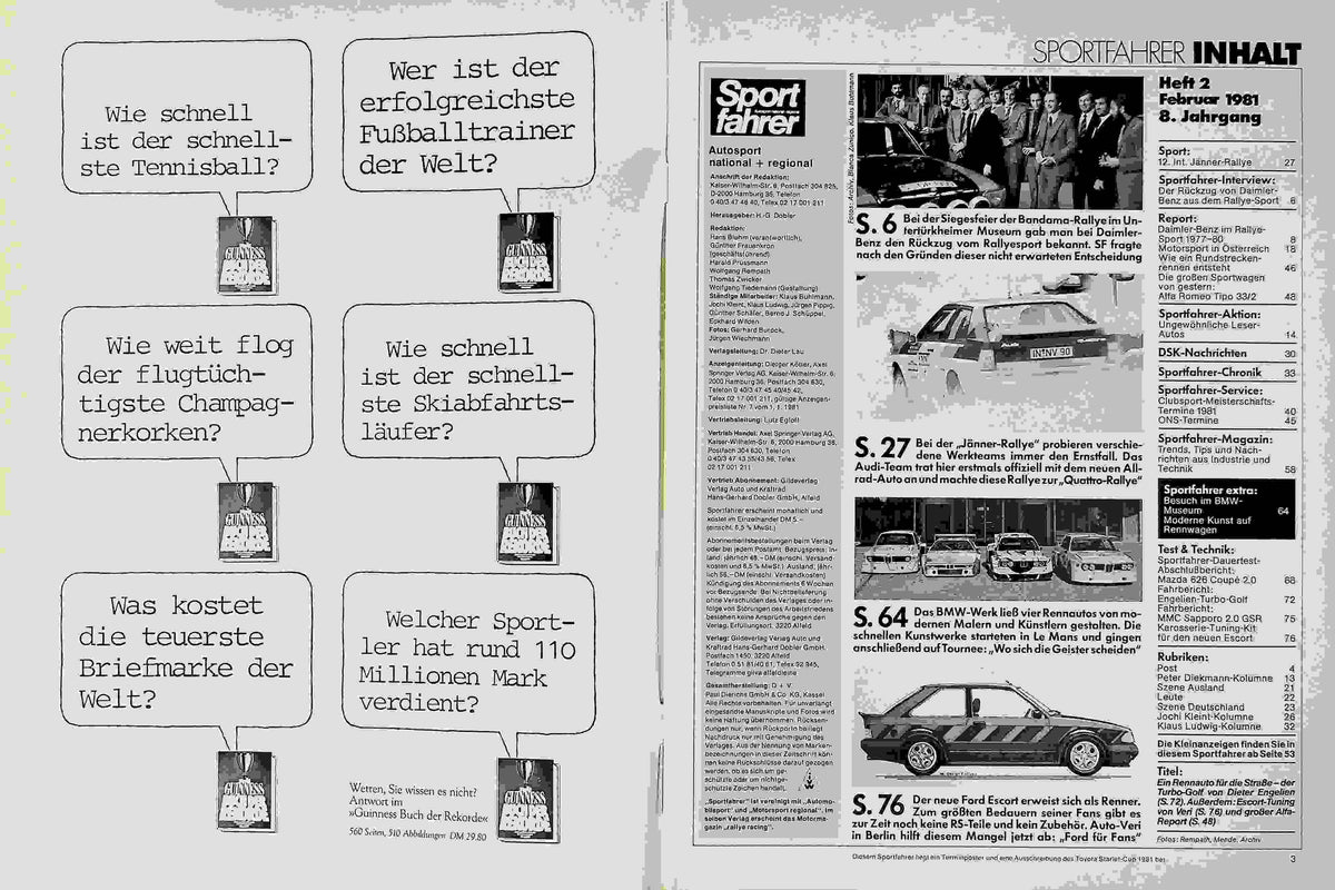 Inhaltsverzeichnis Sport Fahrer 02/1981
