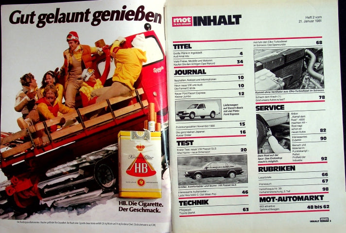 Inhaltsverzeichnis MOT 02/1981