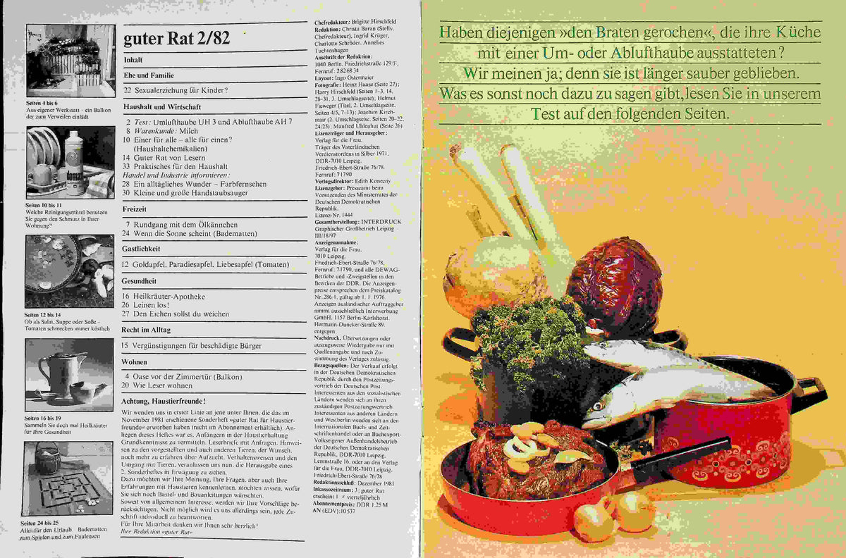 Inhaltsverzeichnis Guter Rat 02/1982