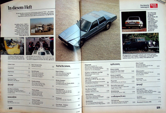 Inhaltsverzeichnis Auto Motor und Sport 02/1982