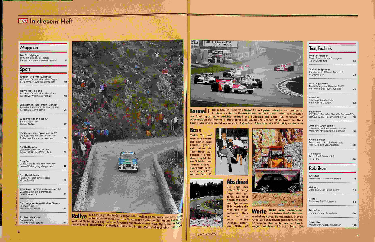 Inhaltsverzeichnis Sport Auto 02/1982