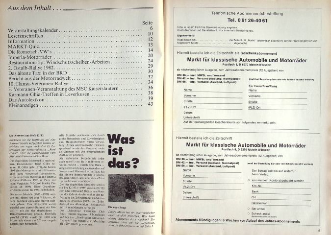 Inhaltsverzeichnis Oldtimer Markt 02/1983