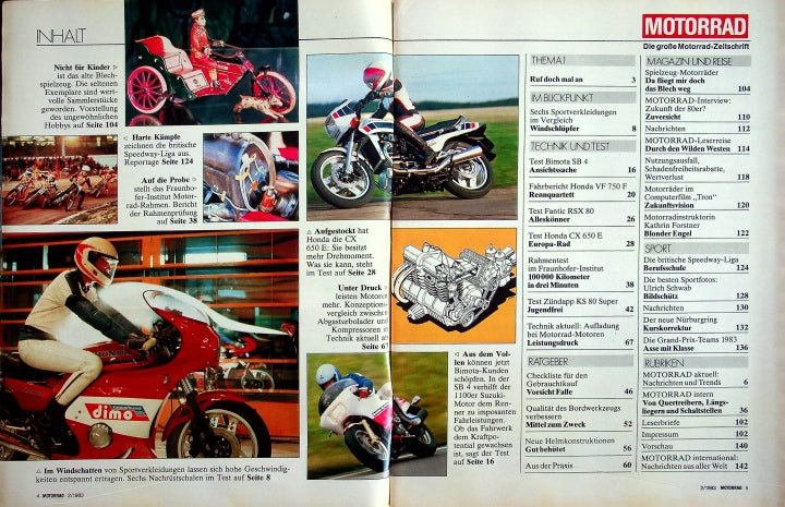Inhaltsverzeichnis Motorrad 02/1983