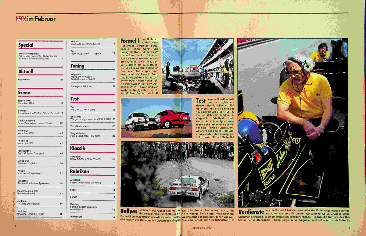 Inhaltsverzeichnis Sport Auto 02/1983