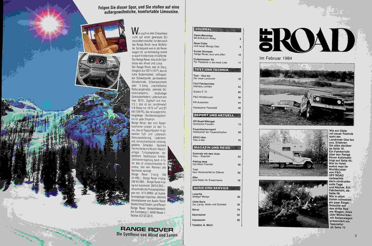 Inhaltsverzeichnis Offroad 02/1984