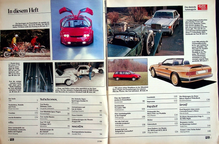 Inhaltsverzeichnis Auto Motor und Sport 02/1984
