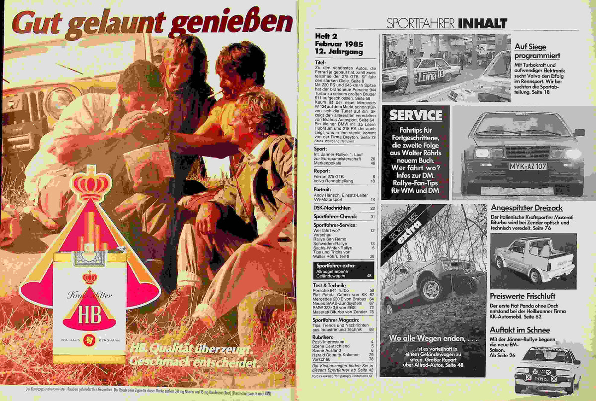 Inhaltsverzeichnis Sport Fahrer 02/1985