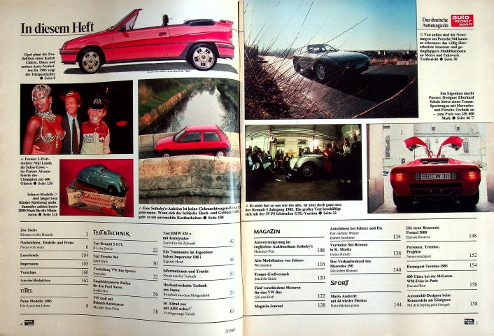 Inhaltsverzeichnis Auto Motor und Sport 02/1985