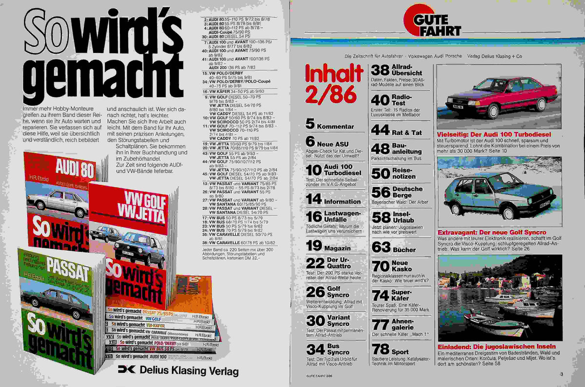 Inhaltsverzeichnis Gute Fahrt 02/1986