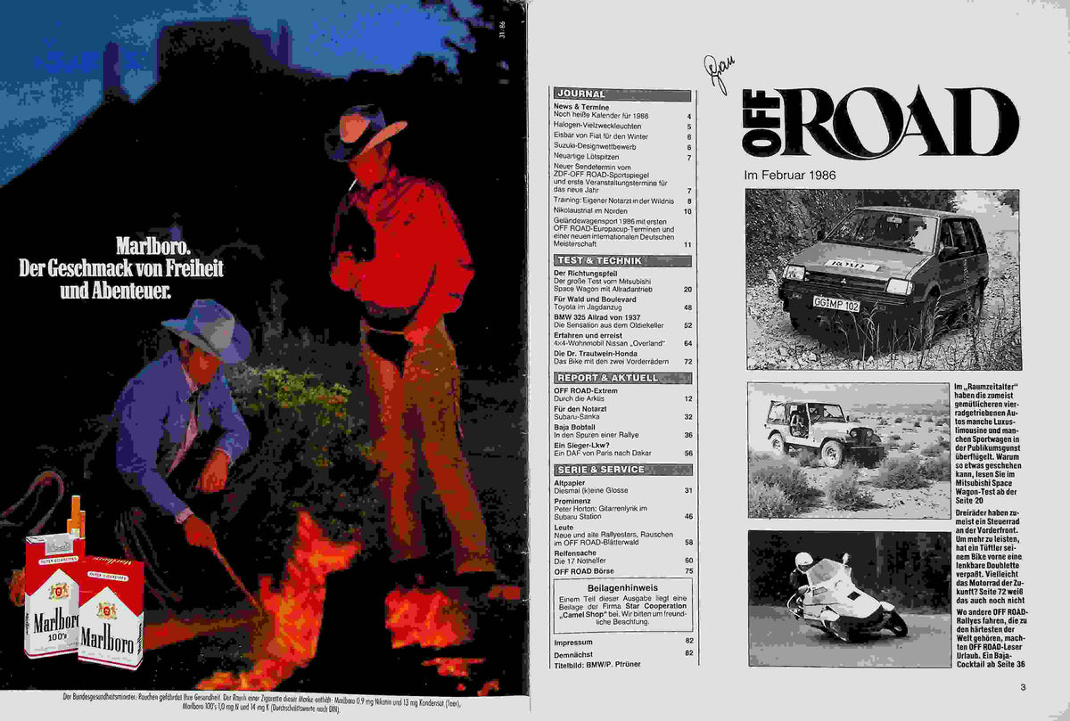 Inhaltsverzeichnis Offroad 02/1986