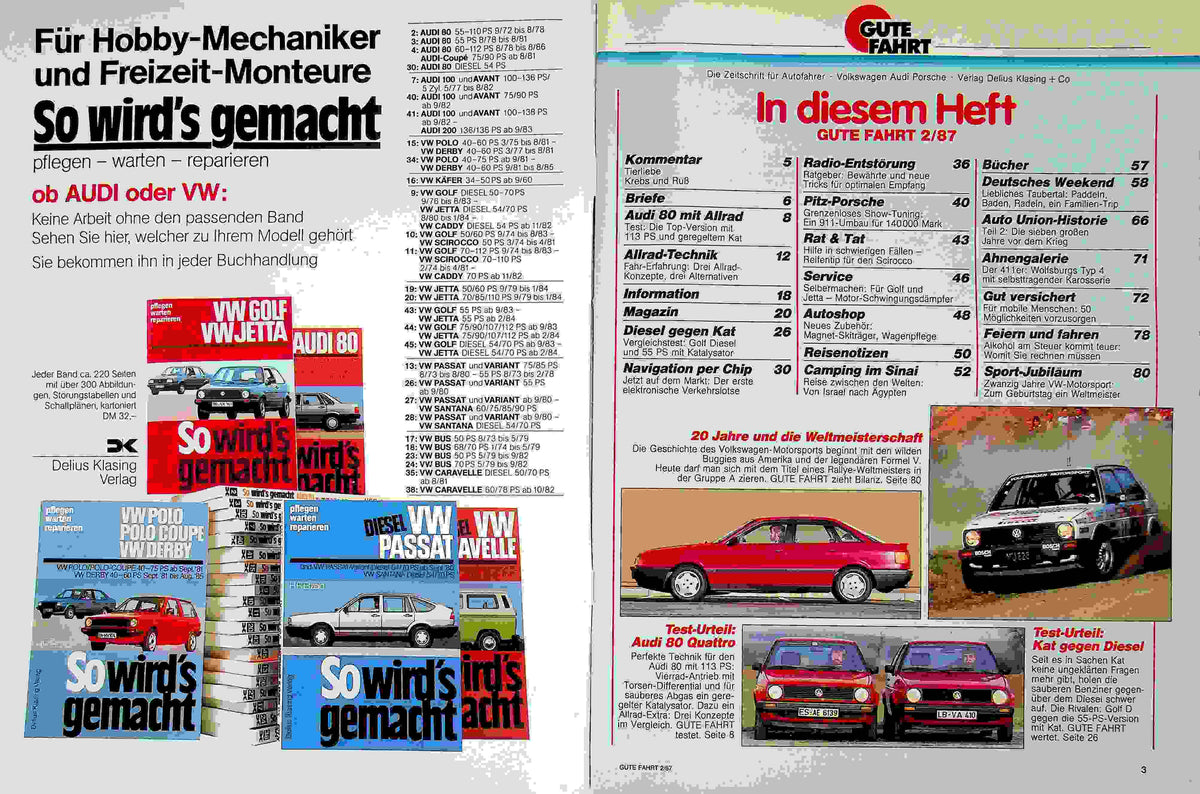 Inhaltsverzeichnis Gute Fahrt 02/1987