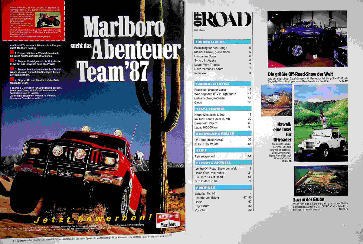Inhaltsverzeichnis Offroad 02/1987