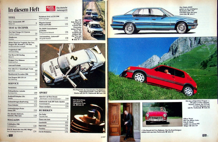 Inhaltsverzeichnis Auto Motor und Sport 02/1987