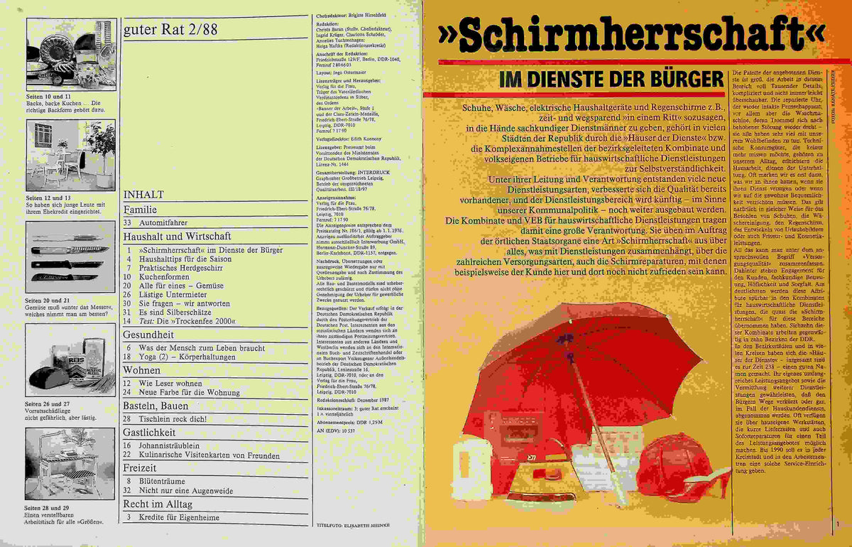 Inhaltsverzeichnis Guter Rat 02/1988