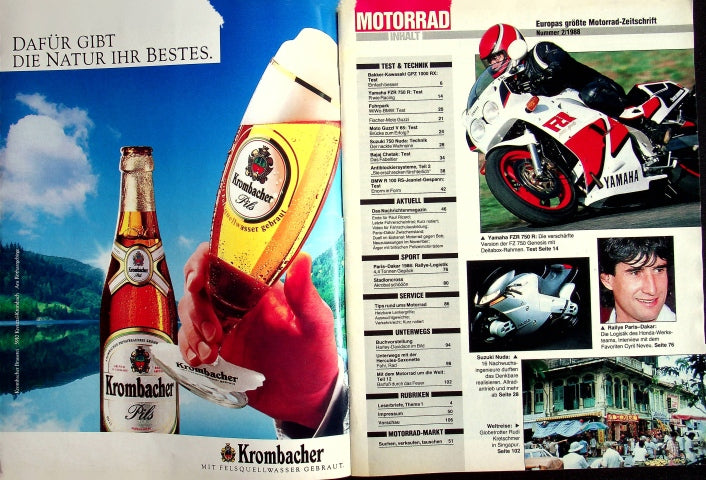 Inhaltsverzeichnis Motorrad 02/1988