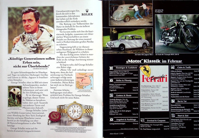 Inhaltsverzeichnis Motor Klassik 02/1988