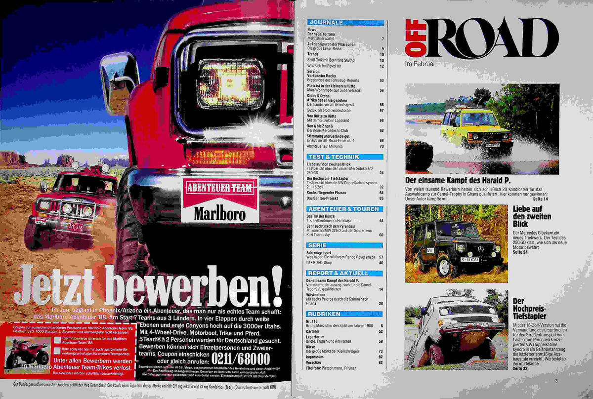 Inhaltsverzeichnis Offroad 02/1988