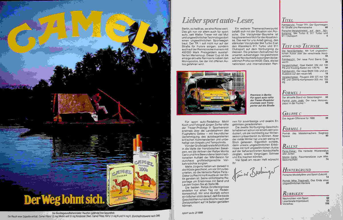Inhaltsverzeichnis Sport Auto 02/1988