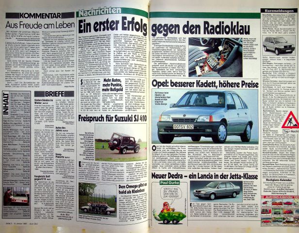 Inhaltsverzeichnis Auto Bild 02/1989