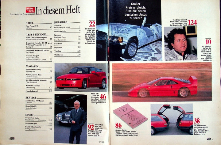 Inhaltsverzeichnis Auto Motor und Sport 02/1989