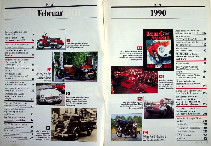 Inhaltsverzeichnis Oldtimer Markt 02/1990