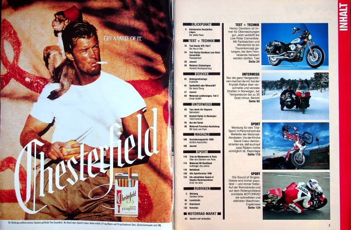 Inhaltsverzeichnis Motorrad 02/1990