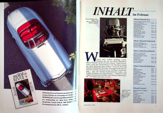 Inhaltsverzeichnis Motor Klassik 02/1990