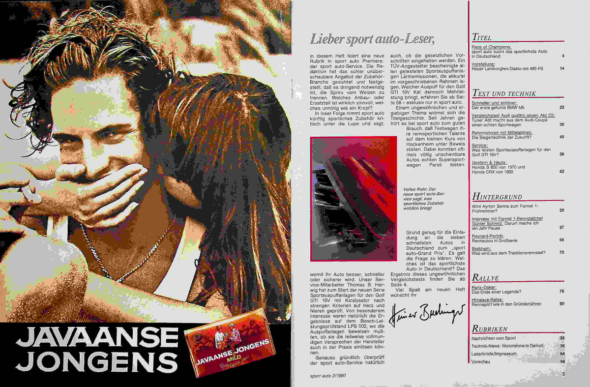 Inhaltsverzeichnis Sport Auto 02/1990