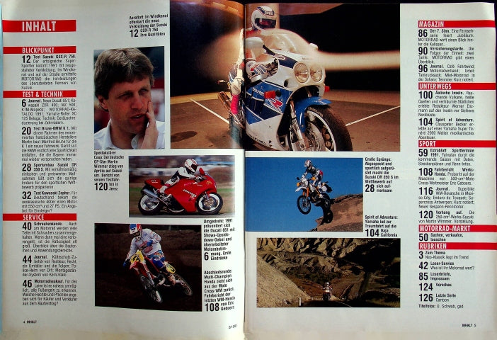 Inhaltsverzeichnis Motorrad 02/1991