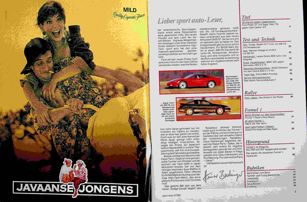 Inhaltsverzeichnis Sport Auto 02/1991