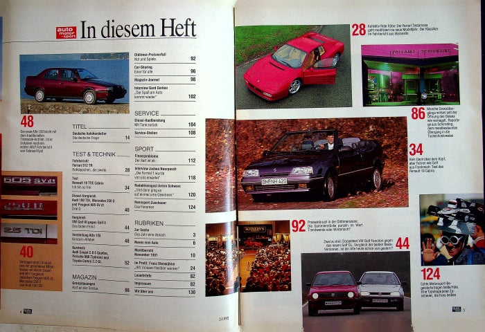 Inhaltsverzeichnis Auto Motor und Sport 02/1992