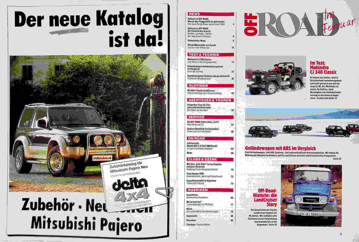 Inhaltsverzeichnis Offroad 02/1992