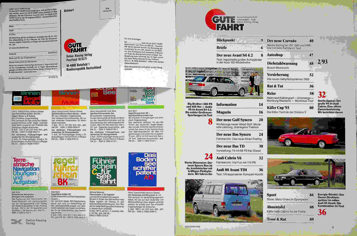 Inhaltsverzeichnis Gute Fahrt 02/1993