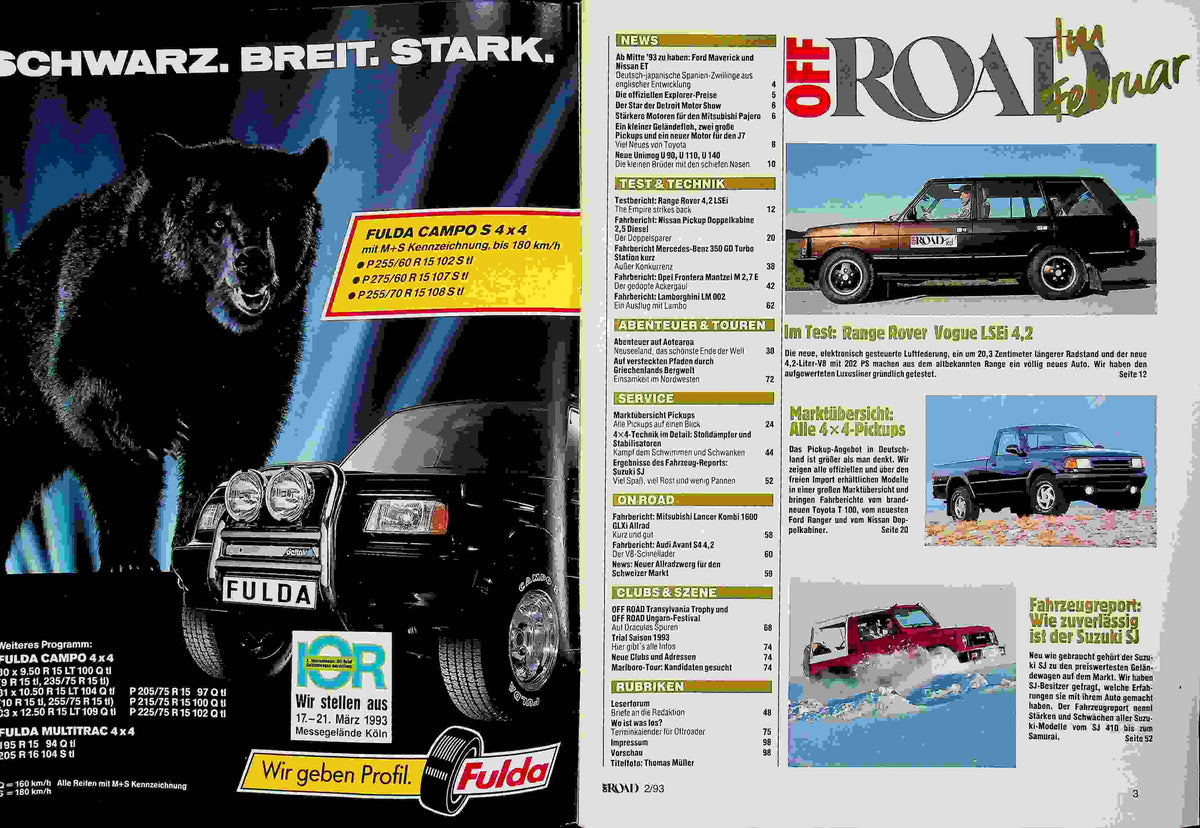Inhaltsverzeichnis Offroad 02/1993