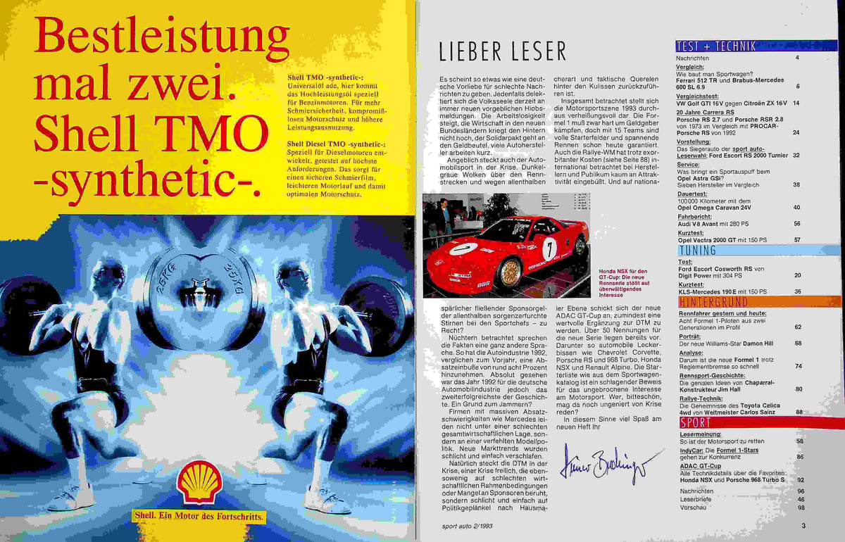 Inhaltsverzeichnis Sport Auto 02/1993