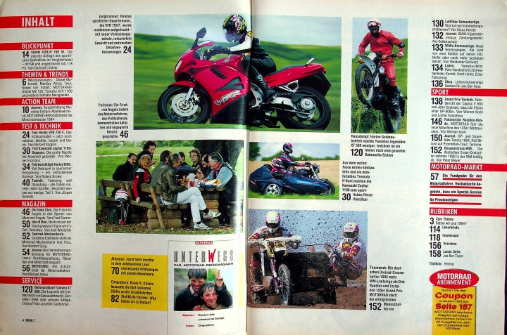 Inhaltsverzeichnis Motorrad 02/1994