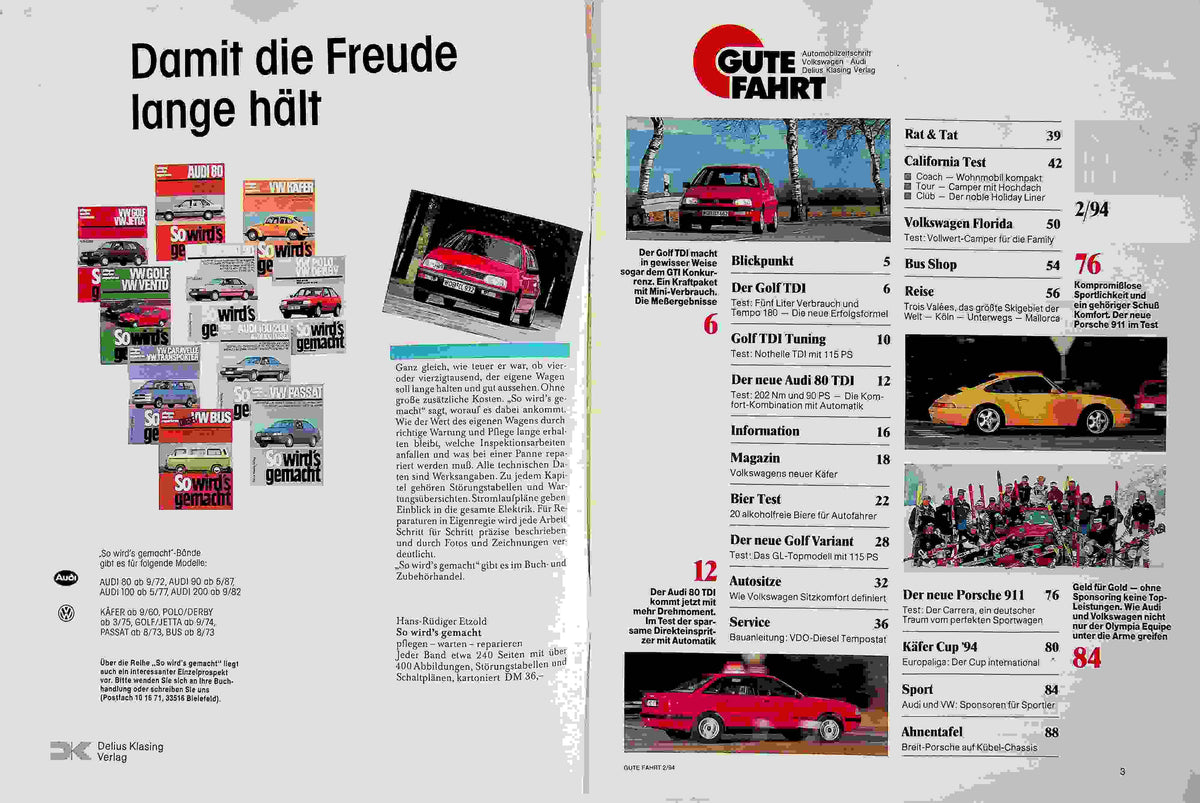 Inhaltsverzeichnis Gute Fahrt 02/1994