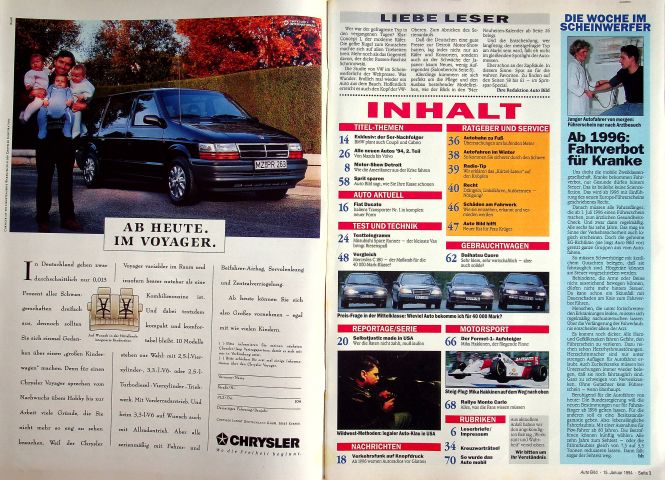 Inhaltsverzeichnis Auto Bild 02/1994