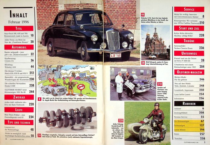 Inhaltsverzeichnis Oldtimer Markt 02/1996