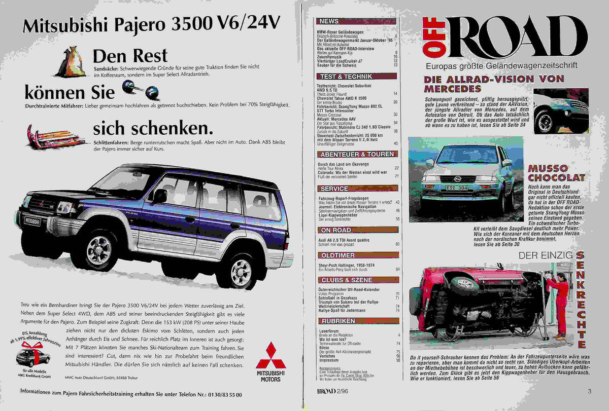 Inhaltsverzeichnis Offroad 02/1996