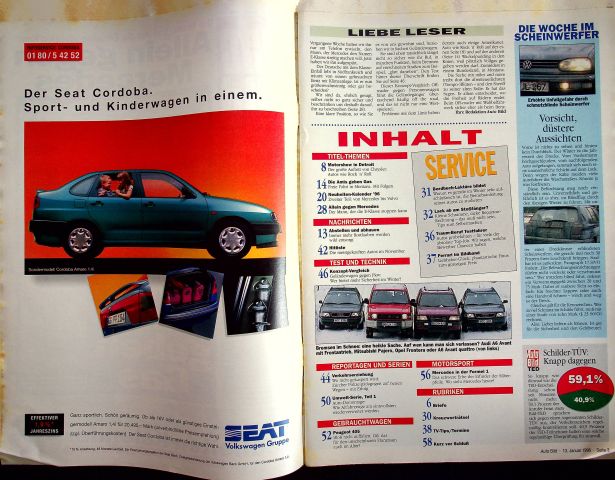 Inhaltsverzeichnis Auto Bild 02/1996