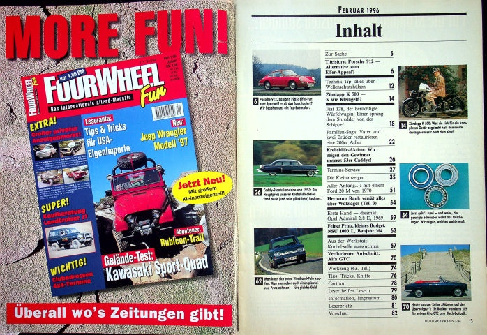 Inhaltsverzeichnis Oldtimer Praxis 02/1996