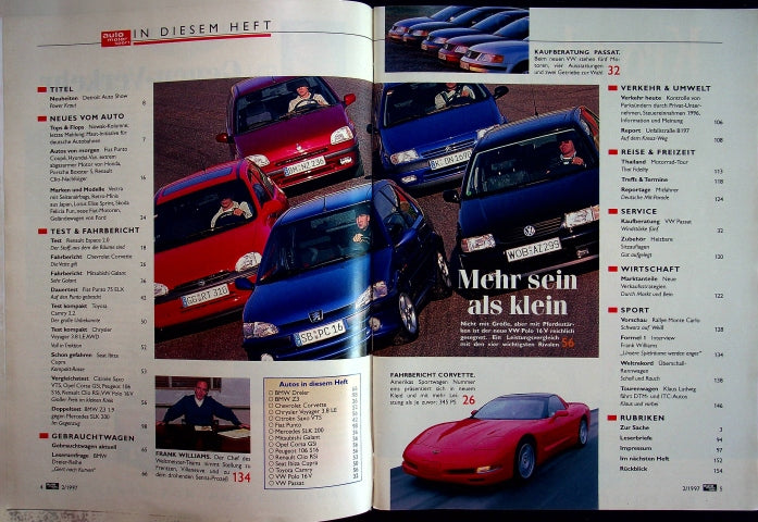 Inhaltsverzeichnis Auto Motor und Sport 02/1997