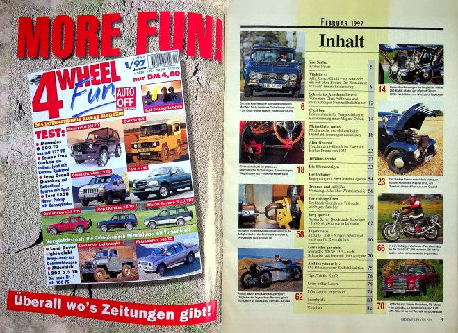 Inhaltsverzeichnis Oldtimer Praxis 02/1997
