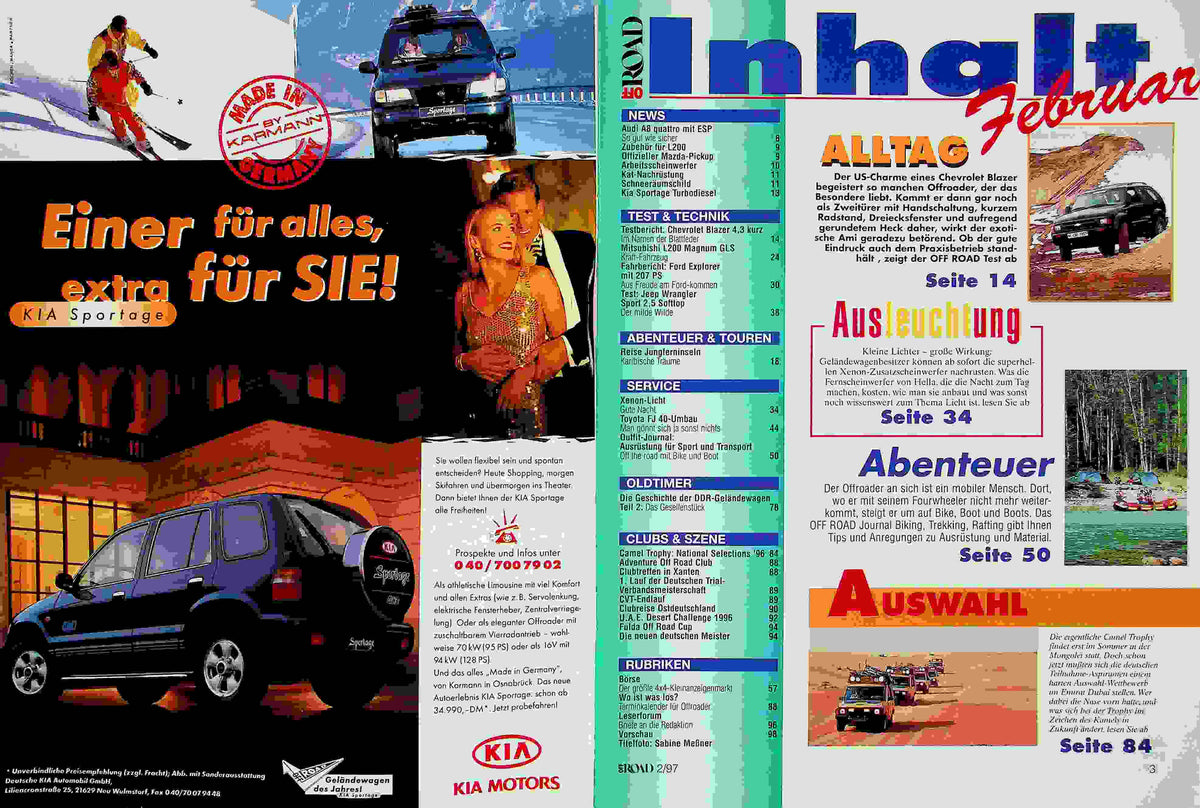 Inhaltsverzeichnis Offroad 02/1997