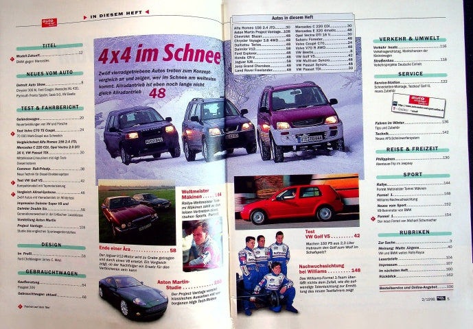 Inhaltsverzeichnis Auto Motor und Sport 02/1998