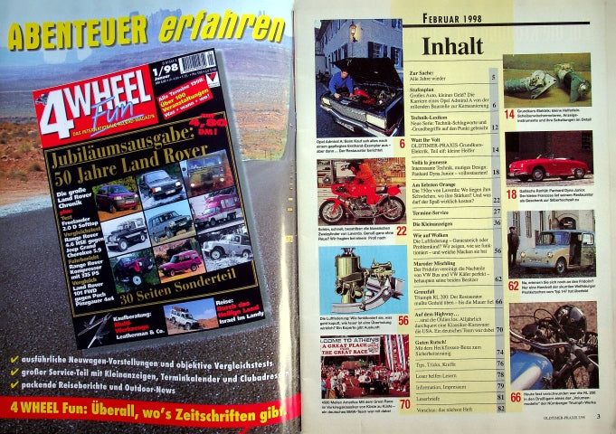 Inhaltsverzeichnis Oldtimer Praxis 02/1998
