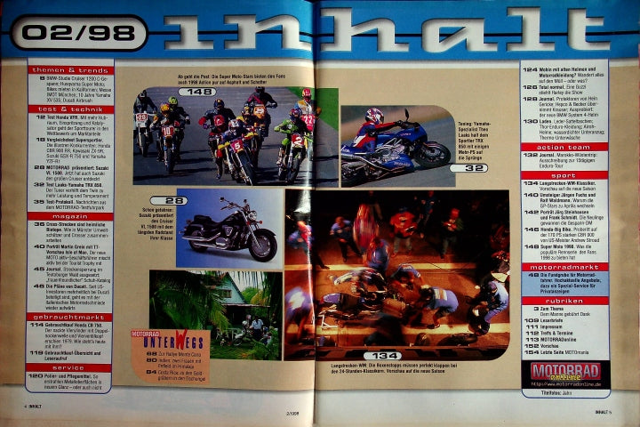 Inhaltsverzeichnis Motorrad 02/1998