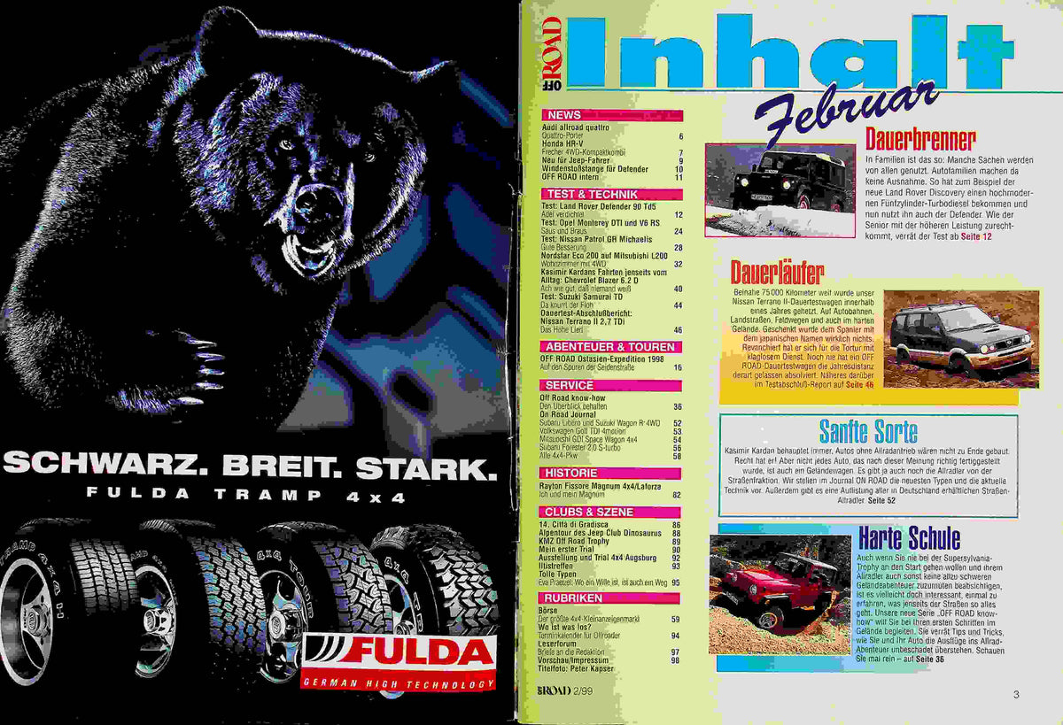 Inhaltsverzeichnis Offroad 02/1999